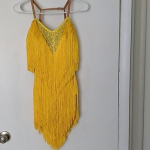 Yellow fringe rhythm/Latin dress ballroom